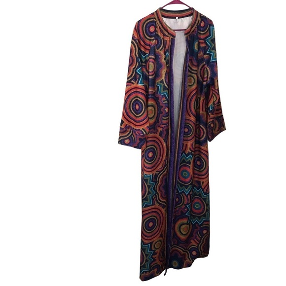 MissLook boho retro geometric print overcoat kimono duster size L - Picture 1 of 9